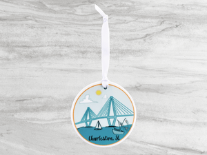 Charleston Harbor Ravenel Bridge Ceramic Ornament