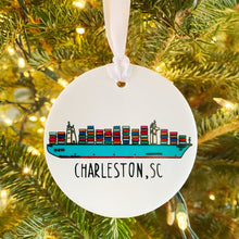 Load image into Gallery viewer, Container Ship Charleston, SC Ceramic Ornament
