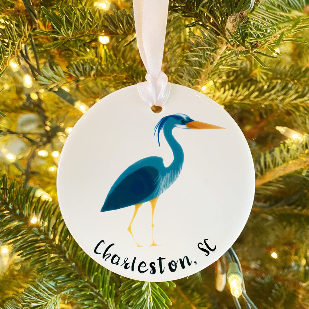 Great Blue Heron Charleston, SC Ceramic Ornament