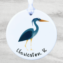 Load image into Gallery viewer, Great Blue Heron Charleston, SC Ceramic Ornament
