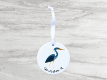 Load image into Gallery viewer, Great Blue Heron Charleston, SC Ceramic Ornament
