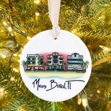 Load image into Gallery viewer, Ocean Drive Miami Beach, Florida Ceramic Ornament
