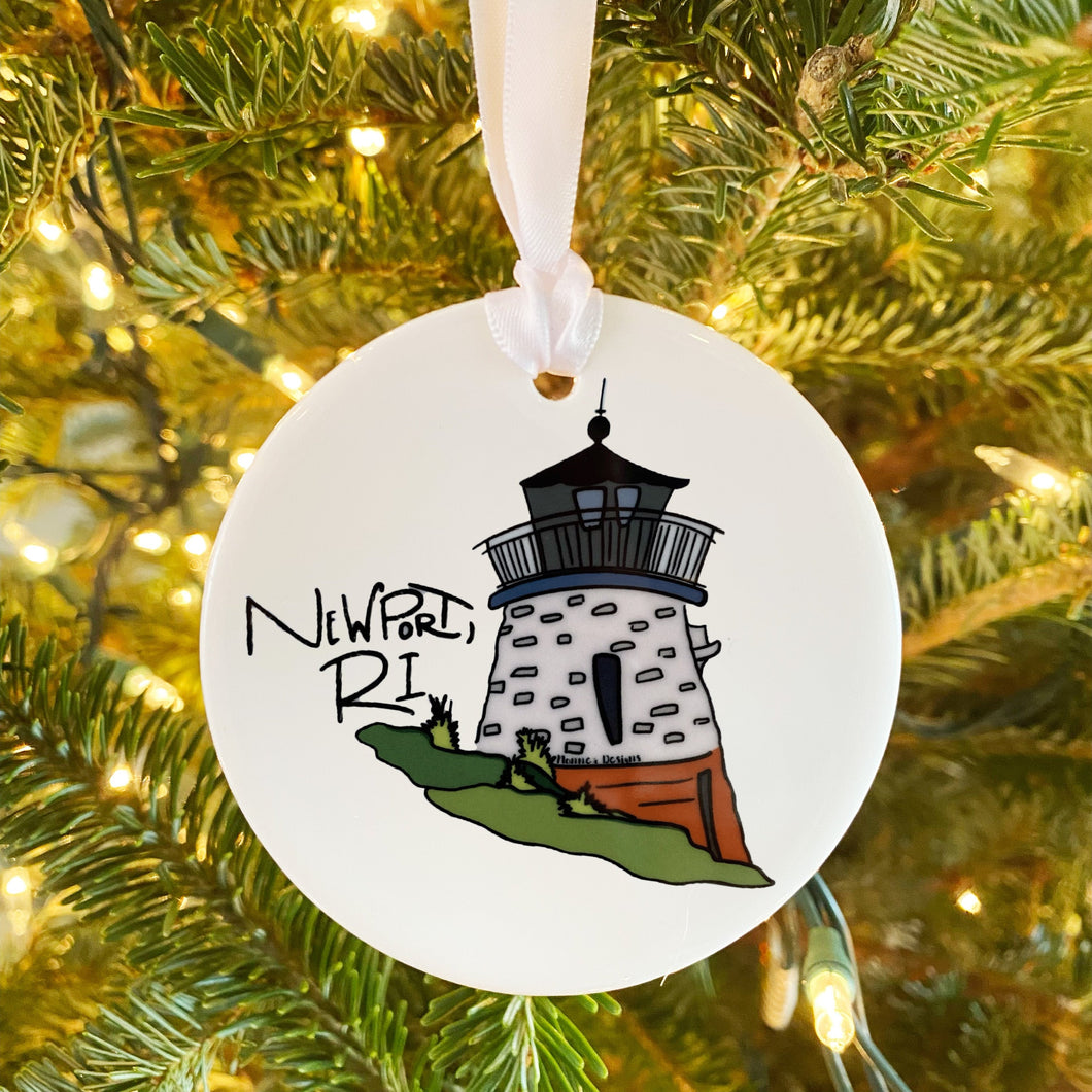 Lighthouse Newport, RI Ceramic Ornament