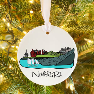 Newport, RI Cliff Walk Ceramic Ornament