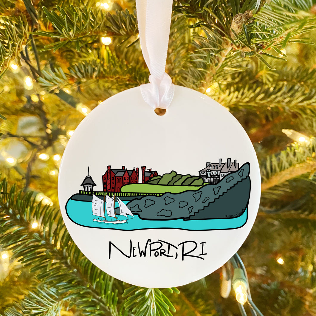 Newport, RI Cliff Walk Ceramic Ornament