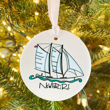 Load image into Gallery viewer, Sailboat Schooner Newport, RI Ceramic Ornament
