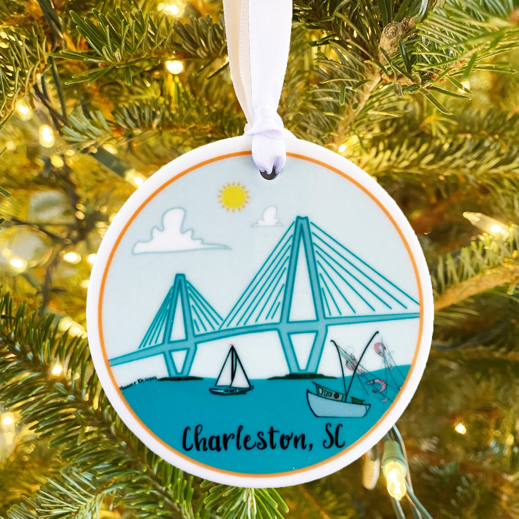 Charleston Harbor Ravenel Bridge Ceramic Ornament