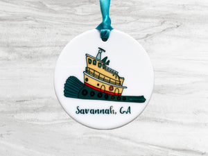 Tugboat Savannah Georgia Ceramic Ornament