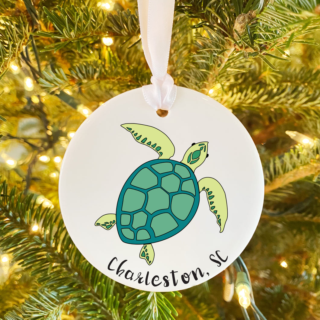 Sea Turtle Charleston, SC Ceramic Ornament