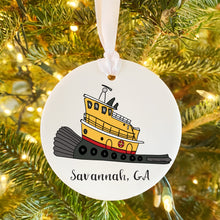 Load image into Gallery viewer, Tugboat Savannah Georgia Ceramic Ornament
