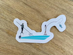 Girl Fishing Sticker