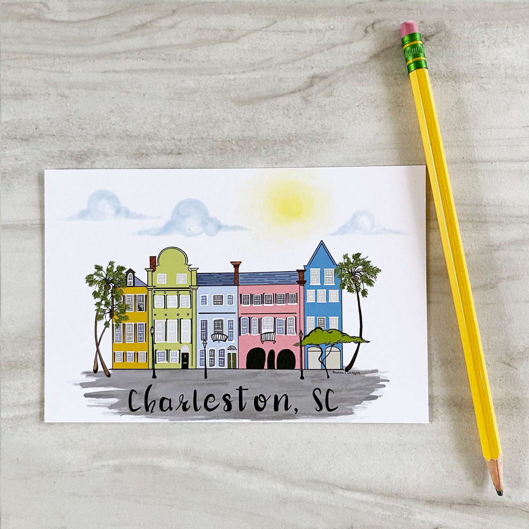 Rainbow Row Charleston, SC Postcard