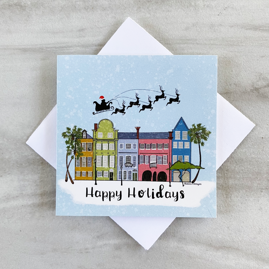 Happy Holidays Charleston Rainbow Row Lil Card