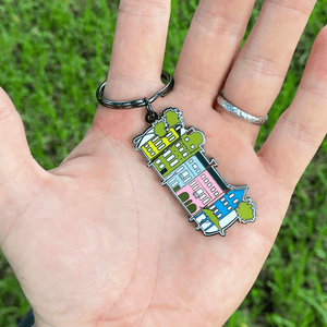 Rainbow Row Enamel Keychain