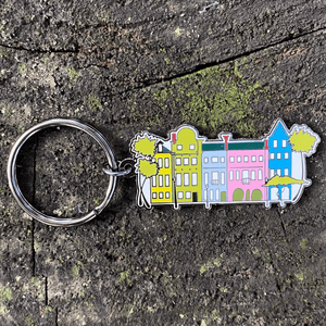 Rainbow Row Enamel Keychain