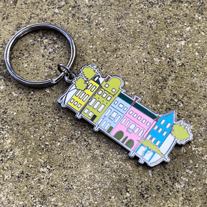 Rainbow Row Enamel Keychain