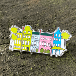 Rainbow Row Enamel Pin