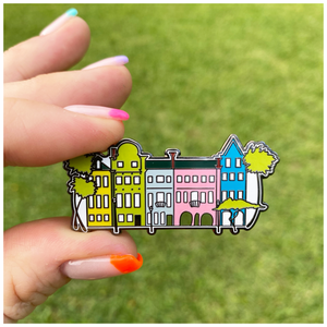 Rainbow Row Enamel Pin