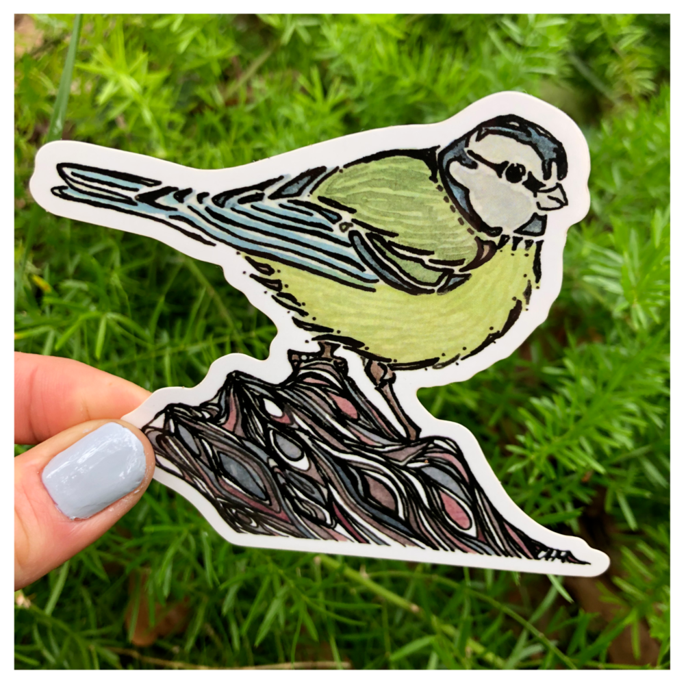 Green-backed Tit Die Cut Sticker