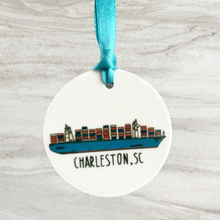 Load image into Gallery viewer, Container Ship Charleston, SC Ceramic Ornament
