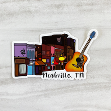 Load image into Gallery viewer, Nashville, TN Broadway Street &amp; Guitar Sticker
