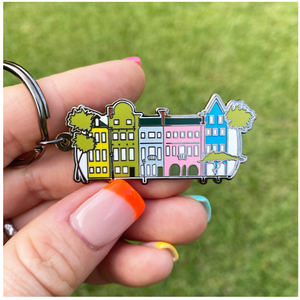 Rainbow Row Enamel Keychain