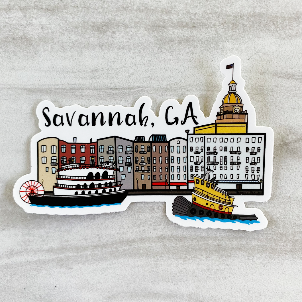 Savannah River Street Georgia Sticker