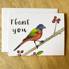 Load image into Gallery viewer, Thank You Painted Bunting Card
